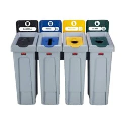 Rubbermaid Slim Jim Recycling Station 4 Stream Bin Kit 2 -Office Furniture 101179