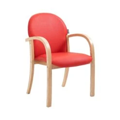 Lincoln Wooden Frame Vinyl Stacking Chair With Arms