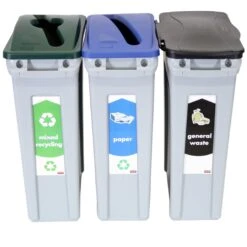 Rubbermaid Slim Jim Vented Recycling Bin Starter Pack -Office Furniture 104322