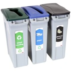 Rubbermaid Slim Jim Vented Recycling Bin Starter Pack -Office Furniture 104323