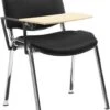 Swift Vinyl Conference Chair Chrome Frame With Wooden Writing Tablet (Pack Of 4 Chairs) -Office Furniture 104342