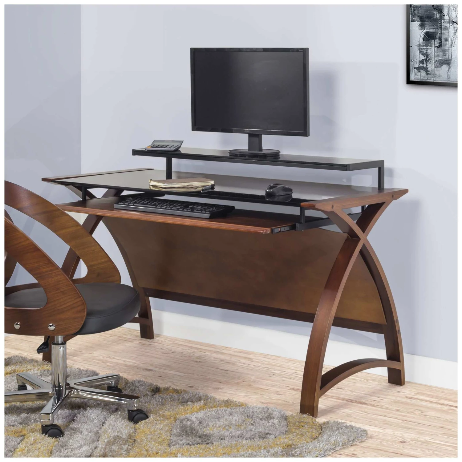 Spectrum Walnut Real Wood Veneer Computer Desk 7 Spectrum Walnut Real Wood Veneer Computer Desk - Image 5