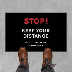 Coba Stop Keep Your Distance Floor Mat - Pack Of 2