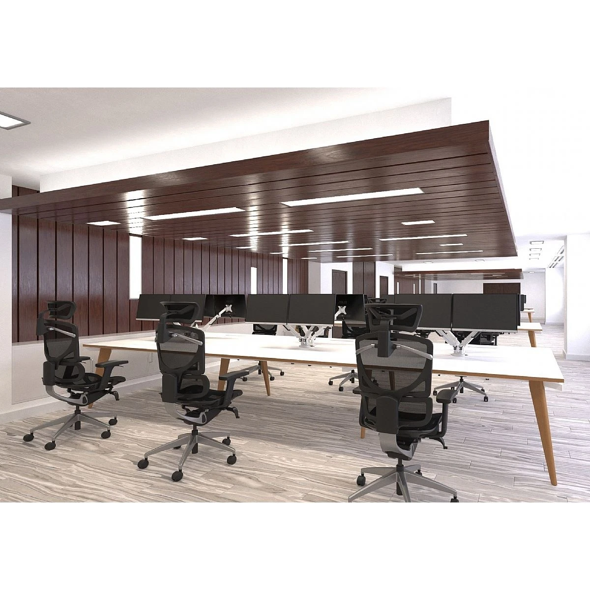 Bianco 6 Person Back To Back Rectangular Bench Desk 4 Bianco 6 Person Back To Back Rectangular Bench Desk - Image 2