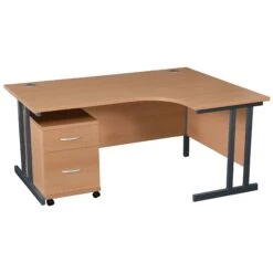 Karbon K3 Ergonomic Deluxe Cantilever Desk With Low Mobile Pedestal -Office Furniture 108977