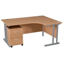 Karbon K3 Ergonomic Deluxe Cantilever Desk With Low Mobile Pedestal -Office Furniture 108978