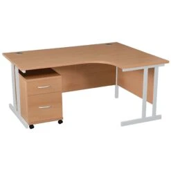 Karbon K3 Ergonomic Deluxe Cantilever Desk With Low Mobile Pedestal -Office Furniture 108979