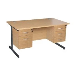 Karbon K1 Rectangular Cantilever Office Desks With Double Fixed Pedestals -Office Furniture 110903