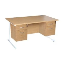 Karbon K1 Rectangular Cantilever Office Desks With Double Fixed Pedestals -Office Furniture 110905