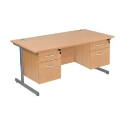 Karbon K1 Rectangular Cantilever Office Desks With Double Fixed Pedestals -Office Furniture 111052