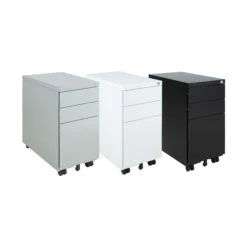 Karbon K4 Rectangular Bench Desk With 3 Drawer Slimline Mobile Metal Pedestal -Office Furniture 111061