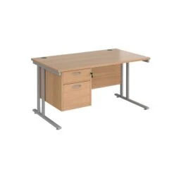Stellar Rectangular Desks With Single Fixed Pedestal -Office Furniture 114164