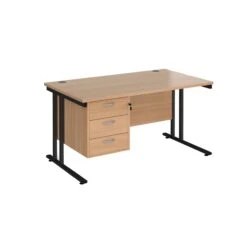 Stellar Rectangular Desks With Single Fixed Pedestal -Office Furniture 114184