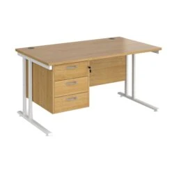 Stellar Rectangular Desks With Single Fixed Pedestal -Office Furniture 114689